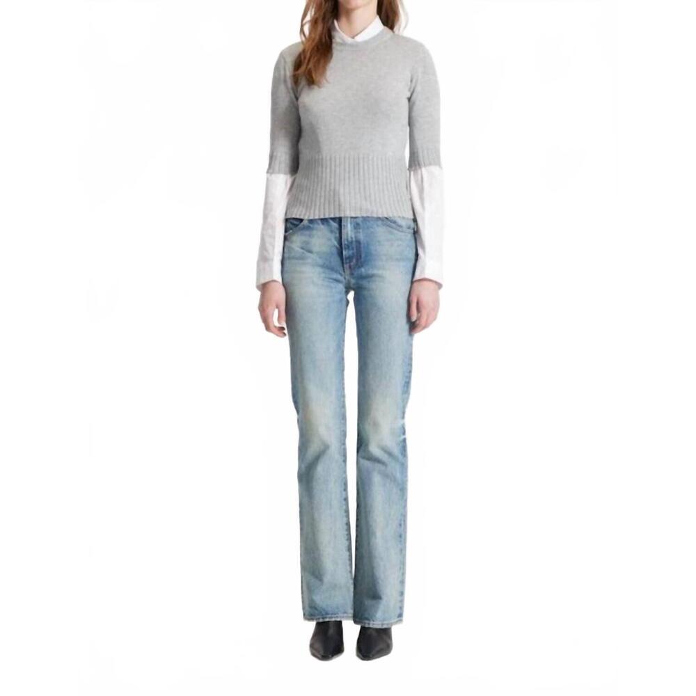 NEW THEO THE LABEL echo ruched sleeve shirt in white